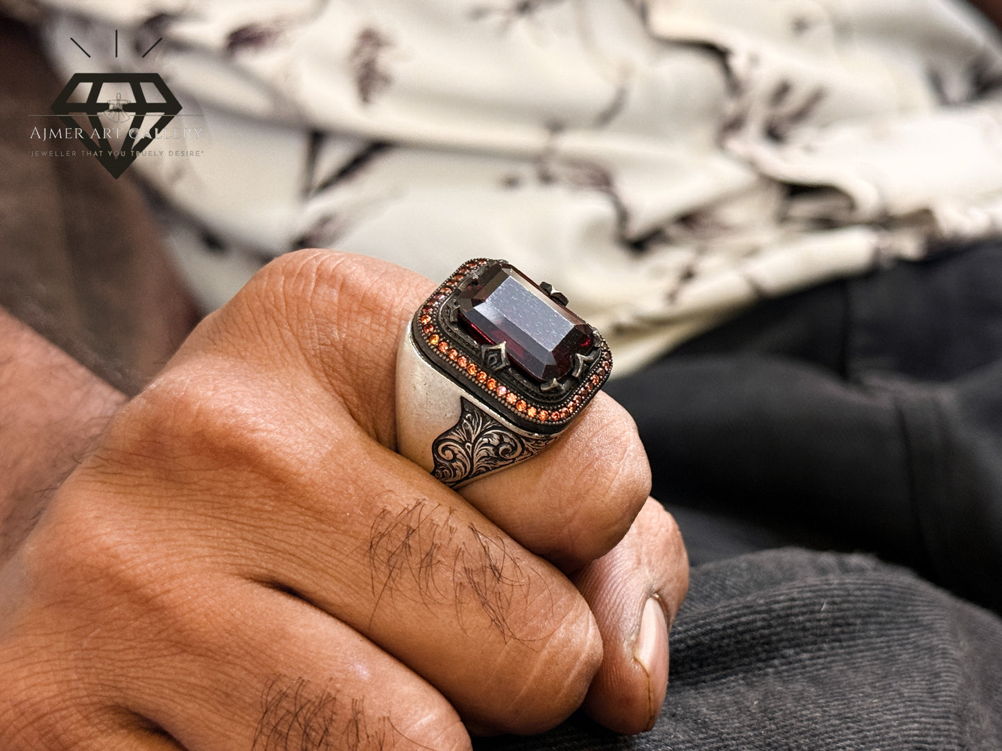 Red American Diamond Stone Ring