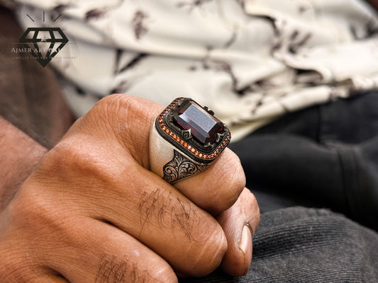 Red American Diamond Stone Ring