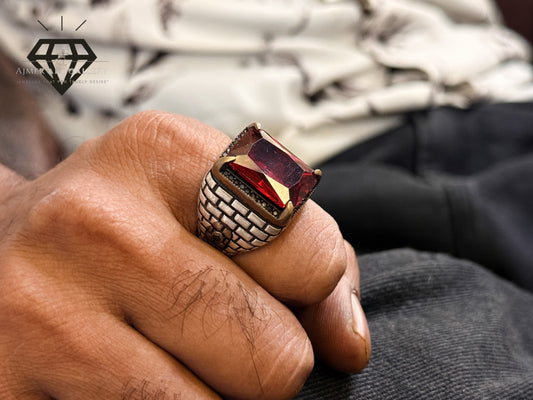Red American Diamond Stone Ring