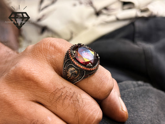 Oval Red Stone Designer Ring