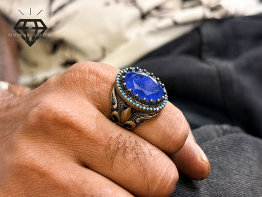 Oval Blue Stone Designer Ring