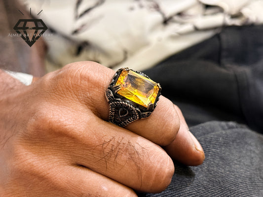 Bold Yellow Stone Designer Ring