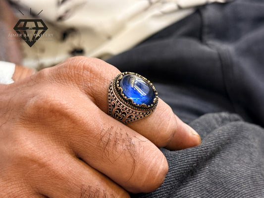 Oval Blue Stone Designer Ring