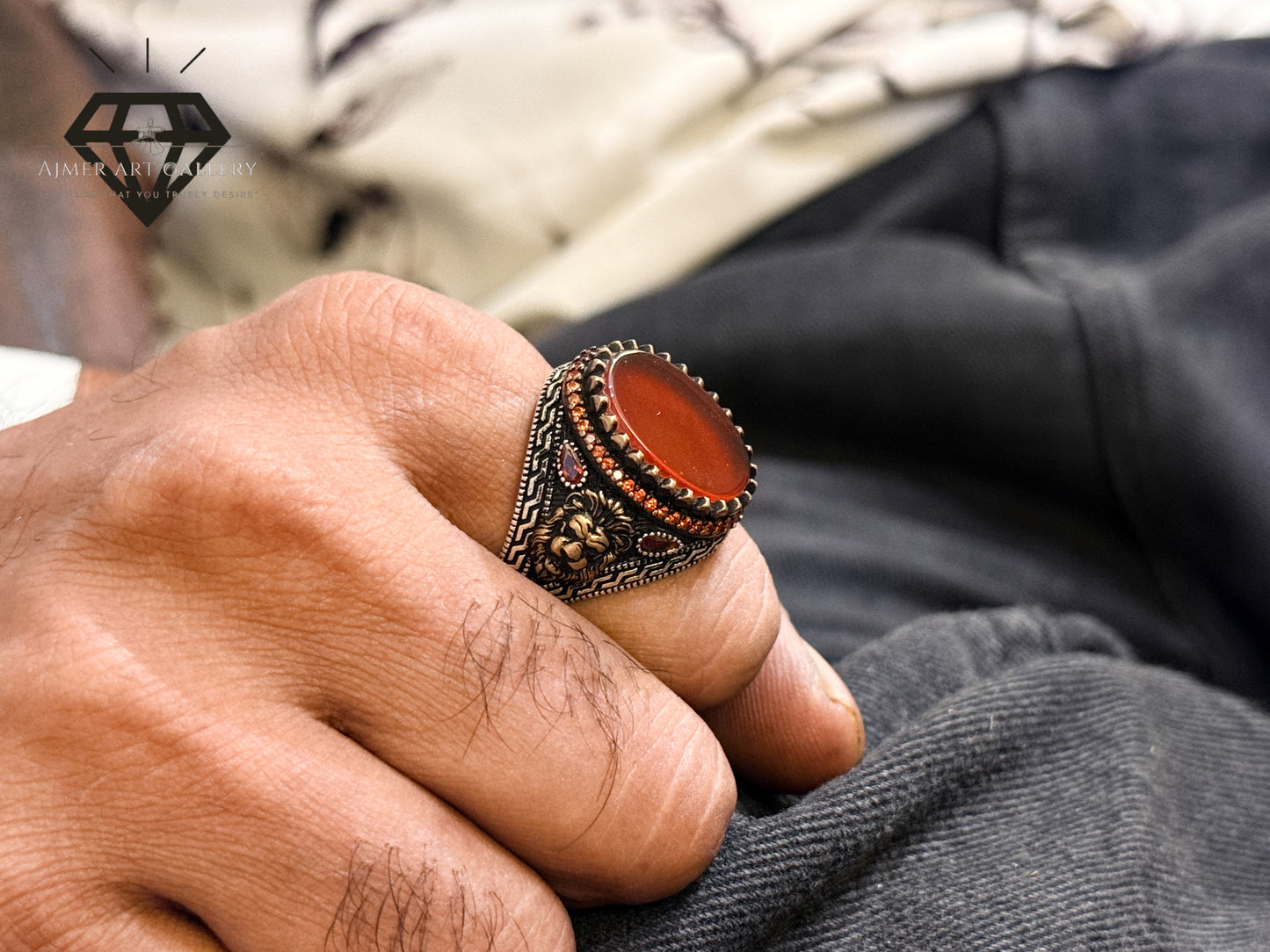 Oval Red Stone Designer Ring