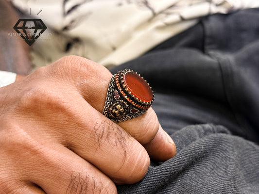Oval Red Stone Designer Ring