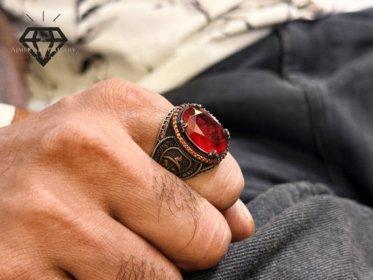 Bold Oval Red Stone Designer Ring