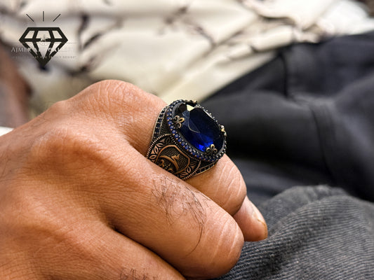 Bold Oval Blue Stone Designer Ring