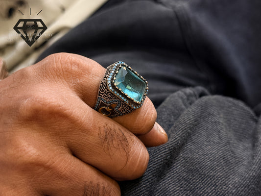 Bold Ice Blue Stone Designer Ring