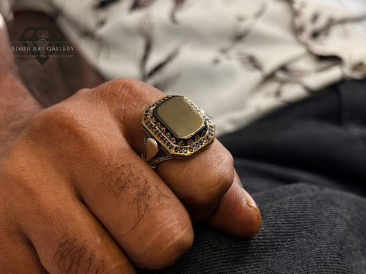 Black Hakik Stone Designer Ring