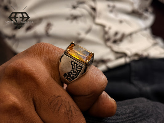 Yellow American Diamond Stone Ring