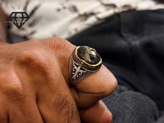 Black American Diamond Stone Designer Ring