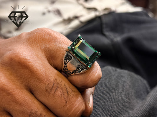 Green American Diamond Stone Designer Ring