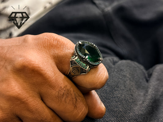Green American Diamond Stone Designer Ring