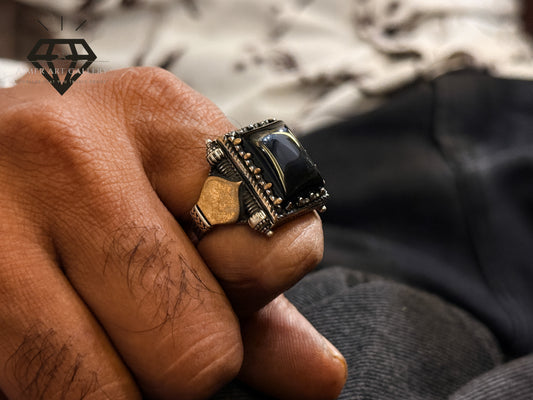 Black Hakik Stone Ring