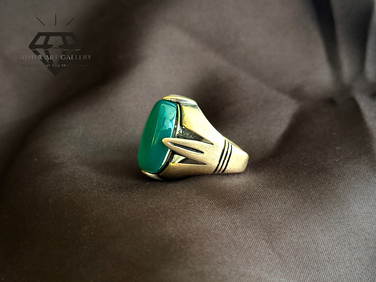 Green Aqeeq Ring