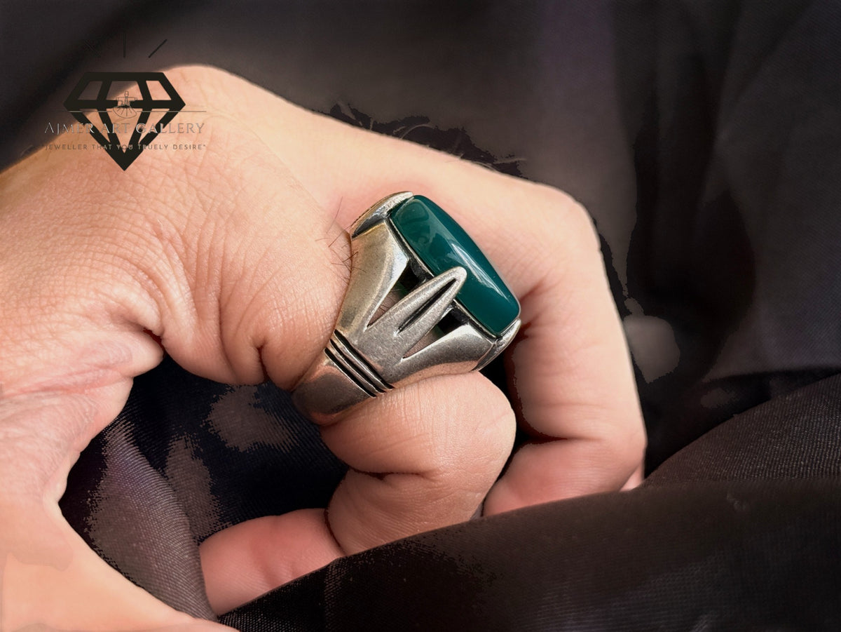 Green Aqeeq Ring