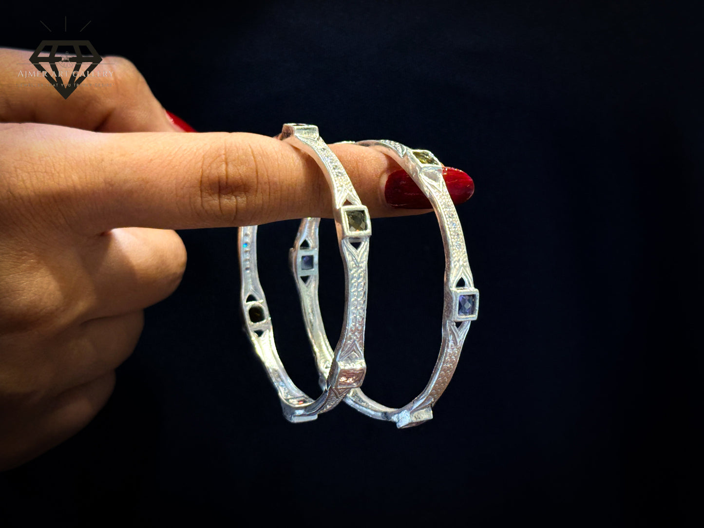 Ajmer Art Gallery baby bangle featuring Italian American diamond design with vibrant stones on a high finish band