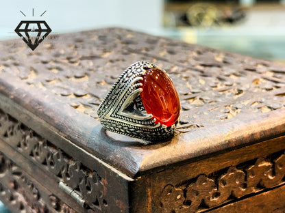 Natural Hakik(Agate) and Pure 925 silver Ring
