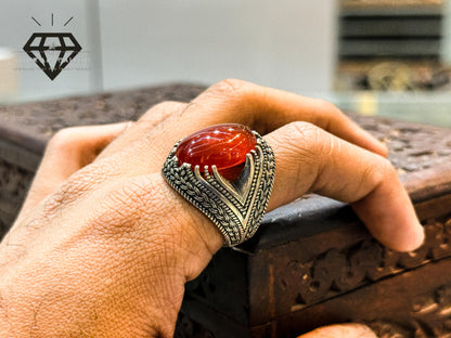 Natural Hakik(Agate) and Pure 925 silver Ring
