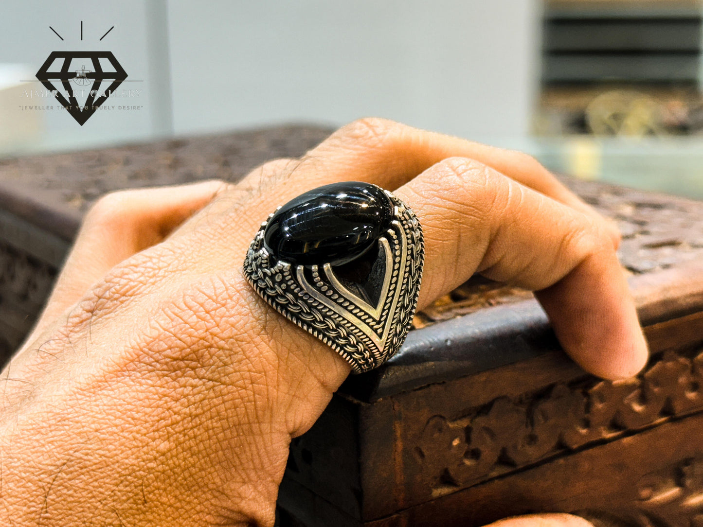 Natural Hakik(Agate) and Pure 925 silver Ring