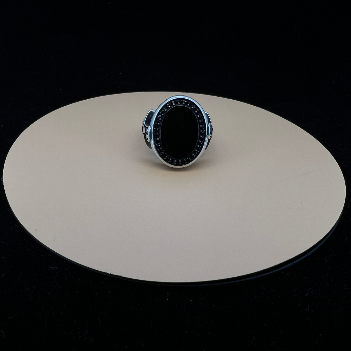 Oval Black Aqeeq Turkish Ring 1