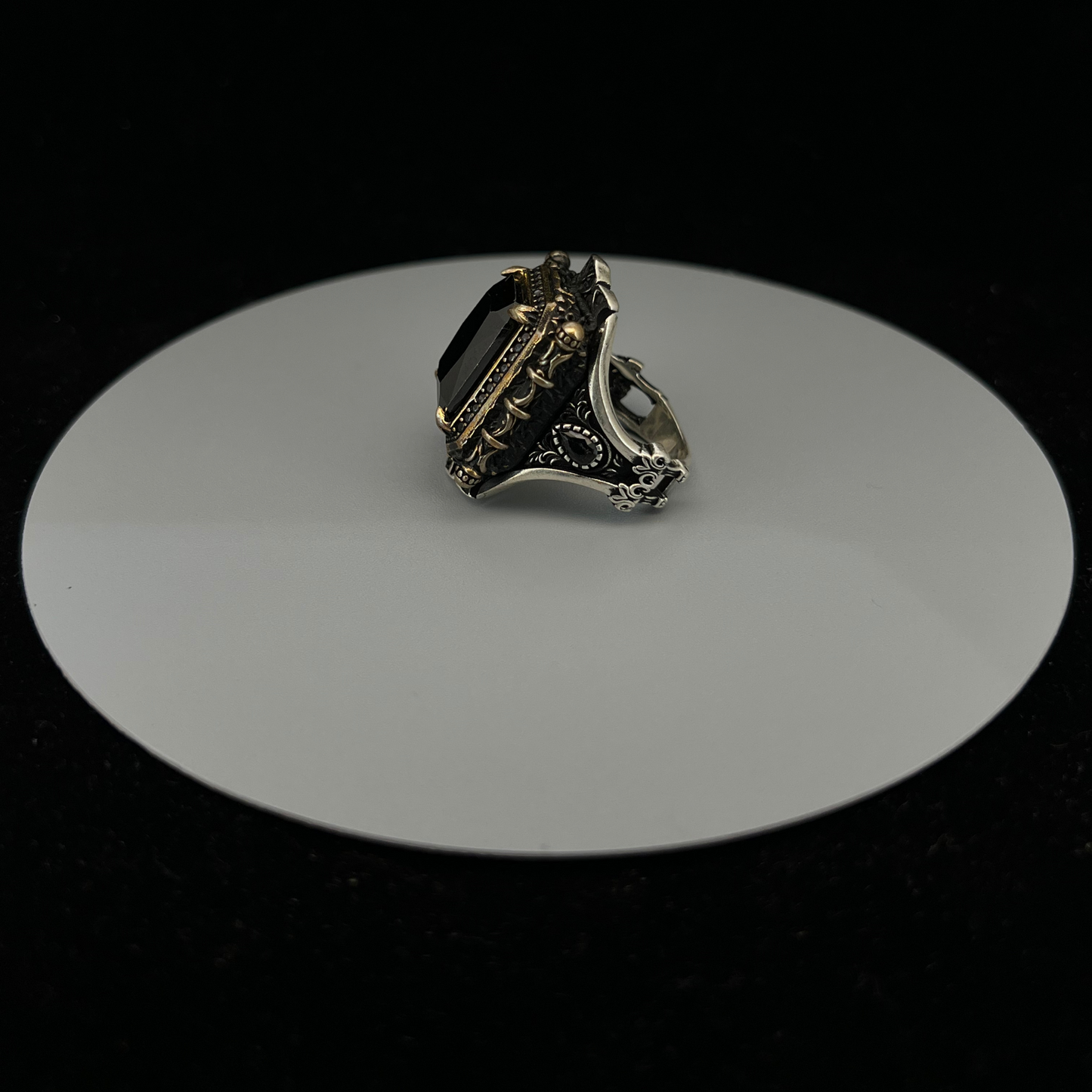 92.5 Italian Silver Black Turkish Ring