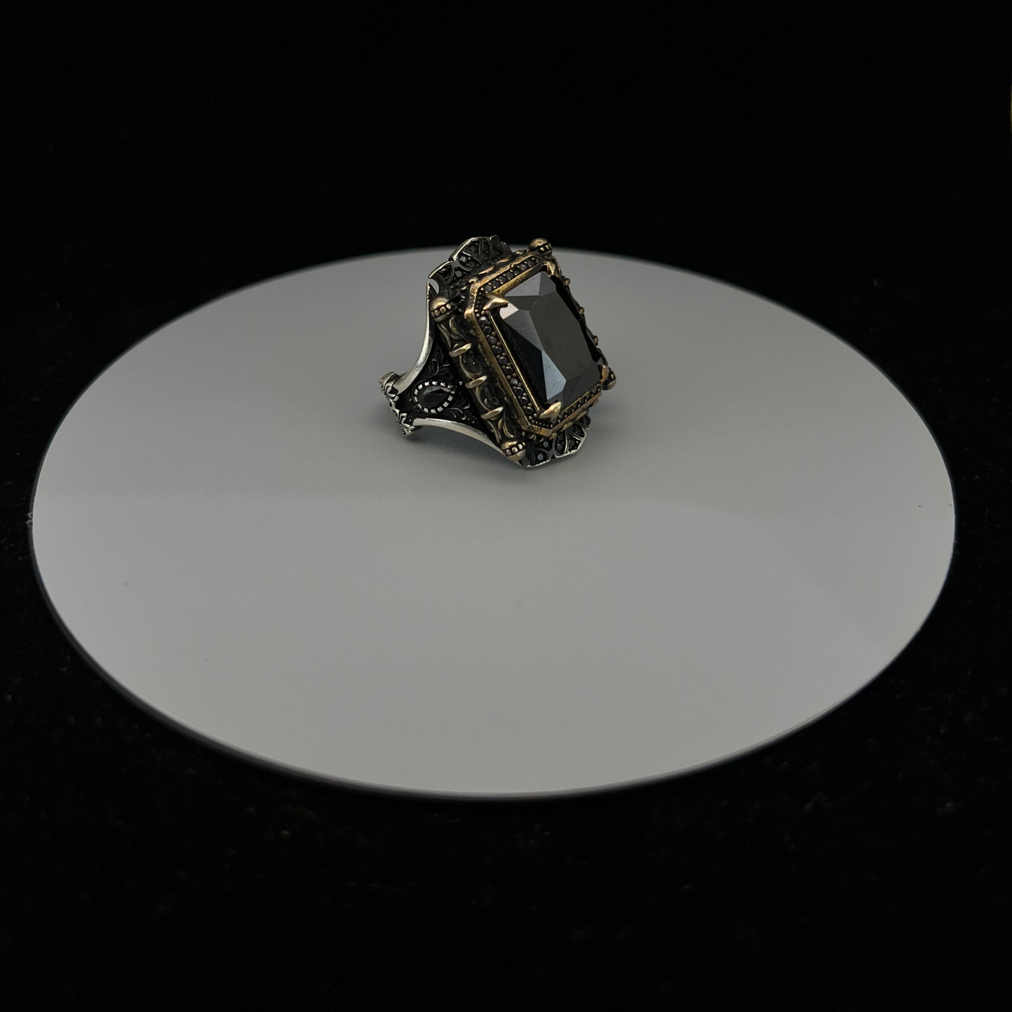 92.5 Italian Silver Black Turkish Ring