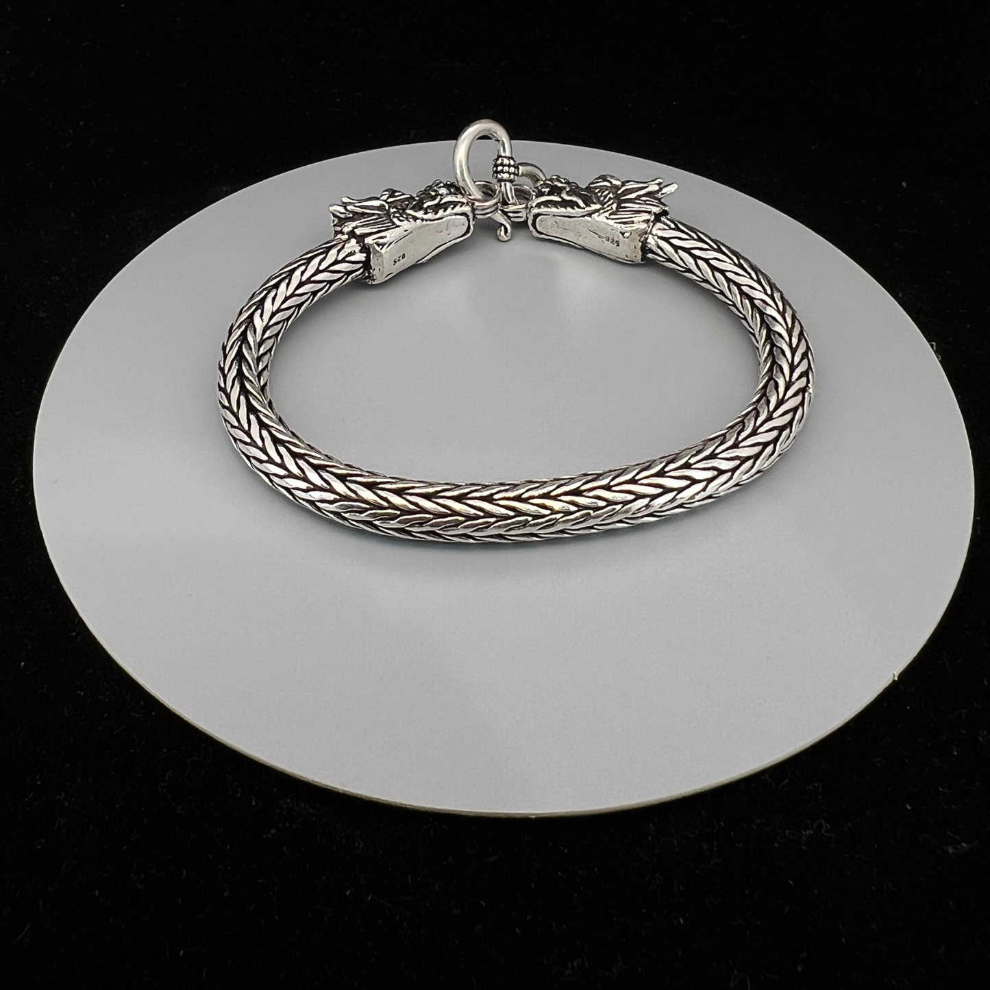 92.5 Italian Silver Dragon Face Hand Bracelet