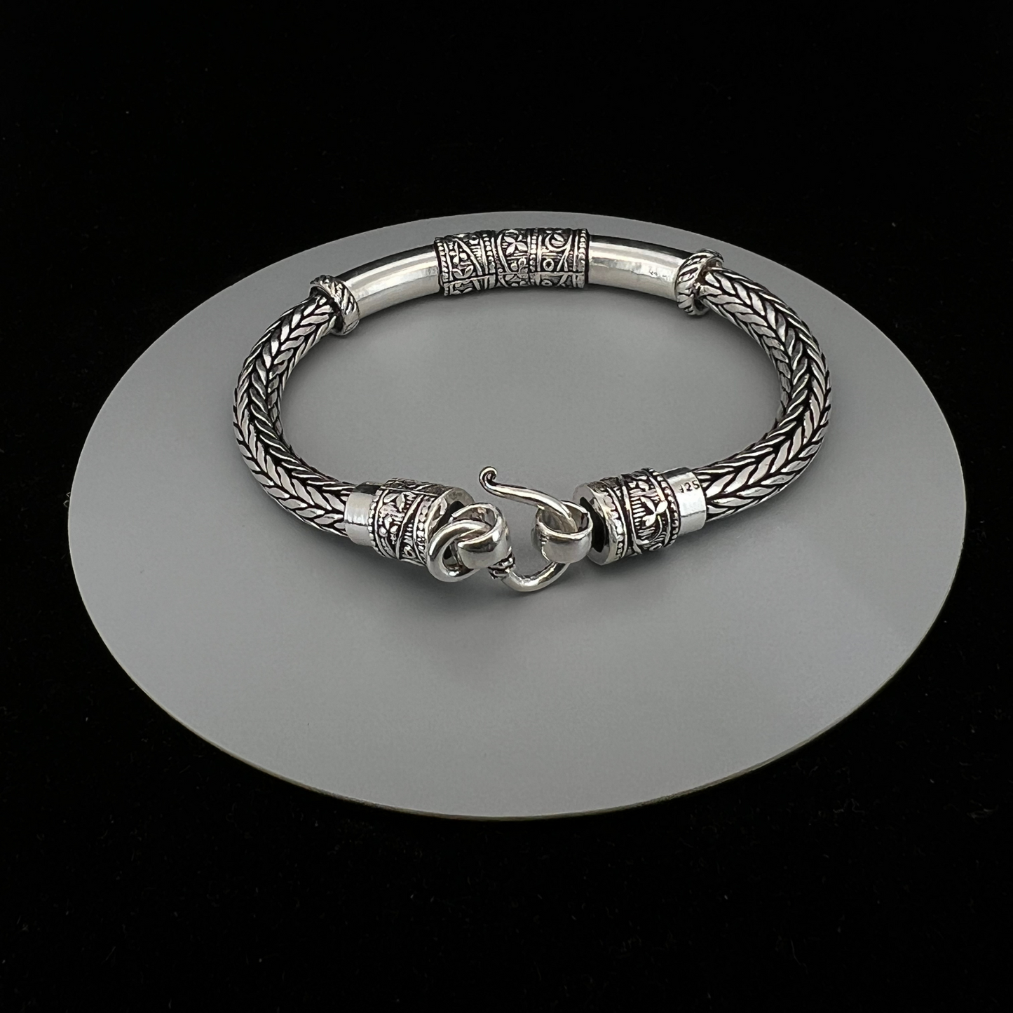 92.5 Italian Silver Kada Cum Hand Bracelet