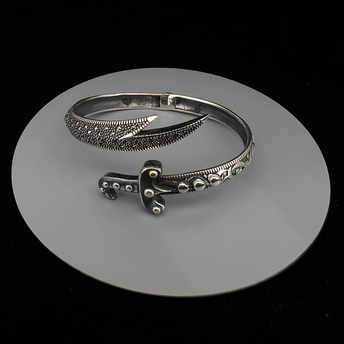 92.5 Italian Silver Marcasite Zulfikar Adjustable Kada